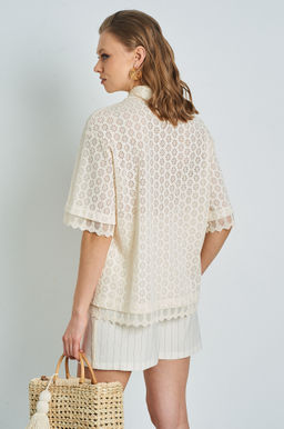 Поло из трикотажного кружева - Mixan фото 4