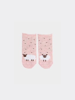 Цена за 5 пар! Носки детские розовые с рисунком в виде барашков