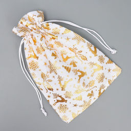 Цена за 5 шт. Мешочек подарочный холща Новогодние олени, тиснение, 16 24 см +/- 1.5 см - Дарите счастье фото 4