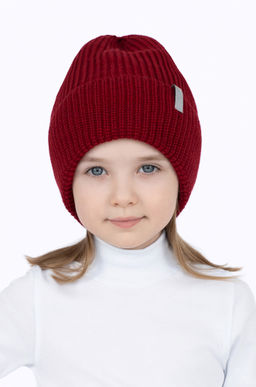 Шапка вязаная вишня Ш-113 (52-54)
