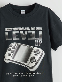 Bisiklet Yaka Bask?l? Erkek ?ocuk Ti??rt