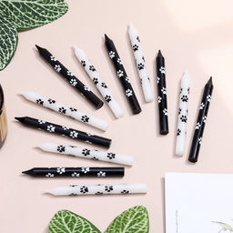 Цена за 4 шт. Свеча для торта «Лапки», 12 шт., 8 см, черные и белые