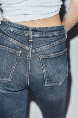 JEANS TRF CROPPED FLARE TIRO ALTO / Marino