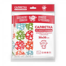 Салфетка для уборки 30х30см (микрофибра) с рисунком (СХ 014)