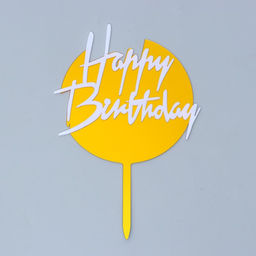 Топпер С днём рождения, круглый, цвет бело-золотой