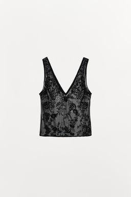 EMBROIDERED TULLE STRAP TOP - Zara фото 5