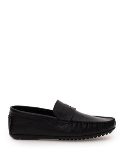Siyah Kau_uk Taban %100 Deri Loafer Ayakkab_