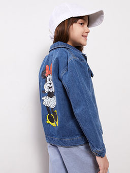 G?mlek Yaka Minnie Mouse Bask?l? K?z ?ocuk Jean Ceket