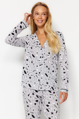 Gri Desenli Orme Pijama Tak?m? THMAW21PT0863