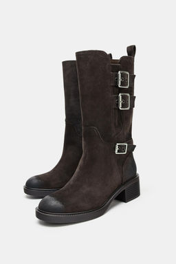 BUCKLED SPLIT SUEDE ANKLE BOOTS - Zara фото 4