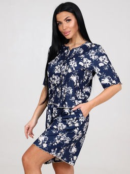 429 ДОМАШНИЙ КОСТЮМ ЖЕНСКИЙ (шорты) (Темно-синий) - А-дина фото 4