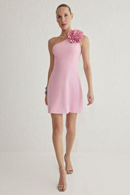 TRENDYOLMILLA Mint A-Kesim Gul Detayl? Dokuma S?k K?sa Elbise TPRSS25EL00126