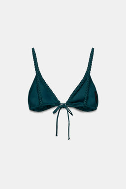 TOP BIKINI TRIANGULAR TRENZADO / Verde - Zara фото 5