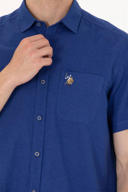 U. S. Polo Assn / Мужская синяя рубашка с коротким рукавом - U.s. polo assn фото 7