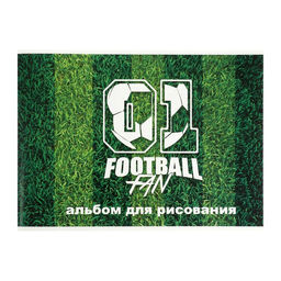 Альбом для рисования А4, 24 листа на скрепке Футбольное поле, обложка мелованный картон, блок 100 г/м