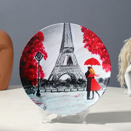 Тарелка декоративная Пара, вид 2, с рисунком на холсте, D = 20 см