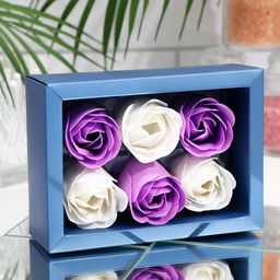 Мыльные розы, белые и фиолетовые, набор 6 шт. - SB BEAUTY фото 2