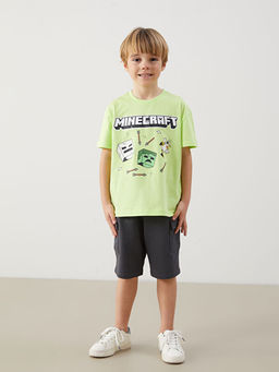 Bisiklet Yaka Minecraft Bask?l? Erkek ?ocuk Ti??rt