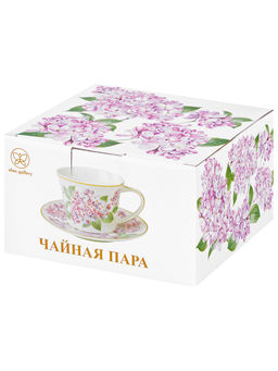 Чайная пара 2 пр. 250 мл 12,5*9,5*7 см "Сирень" фарфор NEW BONE CHINA
