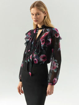 ЕМКА / Рубашка из шифона с цветочным принтом - Emka фото 2