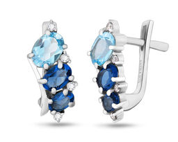 Серьги, танзанит выращ. , топаз, Амичи