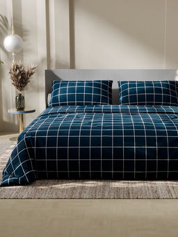 Постельное бельё Этель Дуэт Клетка, синее, 143?215-2 штуки, 220?240, 50?70-2 штуки, бязь, 125 г/м?
