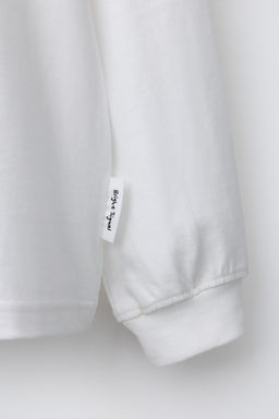 CAMISETA TEXTO BORDADO / Blanco roto - Zara фото 5