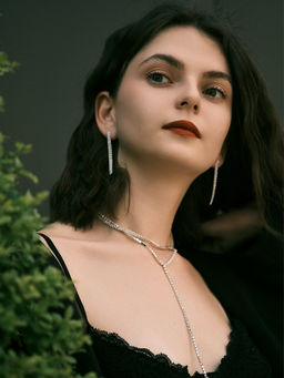 Набор 2 предмета: колье-чокер, серьги Блеск, белый в серебре