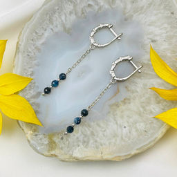 Серьги на цепочке с Кианитом