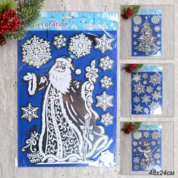 Наклейка новогодняя 48х24 Новый год / 610-288 /уп 12/300/ (Дед Мороз )