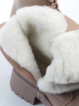 04-PAX31-2Z DK. BEIGE Ботинки зимние женские (натуральная кожа, 100% шерсть)