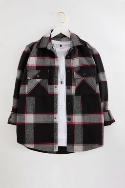 TRENDYOL MAN Siyah Regular Fit K?sl?k Kareli Oduncu Gomlek Ceket TMNAW25GO00023