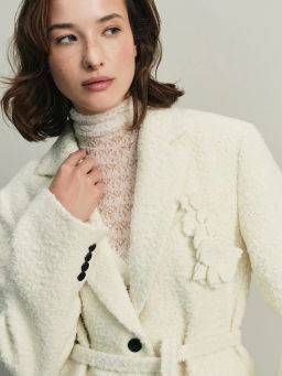 Буклированный шерстяной жакет с брошью / Zarina  фото 9