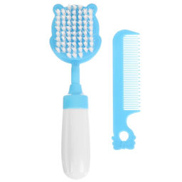 Расчёска детская, щётка для волос в наборе с погремушкой «Бегемотик»