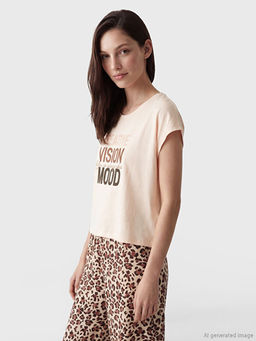 Bisiklet Yaka Bask?l? Kad?n Pijama Tak?m