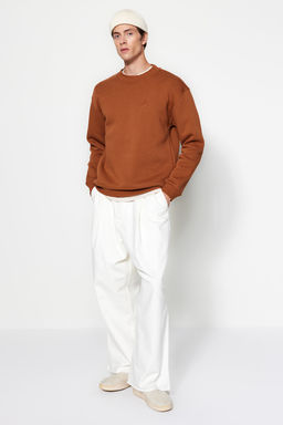 TRENDYOL MAN Antrasit Oversize/Genis Kesim Yar?m Bal?kc? Yaka Harf Nak?sl? Sweatshirt Ici Polarl? TMNAW24SW00046 - Trendyolmilla фото 13
