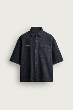 SOBRECAMISA BOXY FIT TEXTURA BORDADO / Marino - Zara фото 4