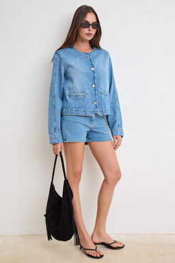 Mavi Dugme Detayl? Denim Ceket TWOSS26CE00041 - Trendyolmilla фото 2