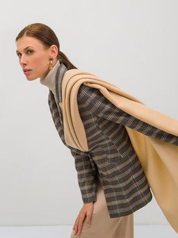 Большой теплый двусторонний палантин В СОСТАВЕ ШЕРСТЬ и КАШЕМИР - Tantino фото 5