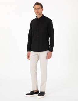 Siyah Oxford Slim Fit Kolay _t_lenebilir G_mlek