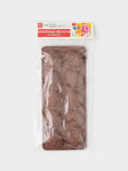 Форма для шоколада Доляна Пасха, силикон, 23?10?1.5 см, 10 ячеек (4.2?3 см), коричневая