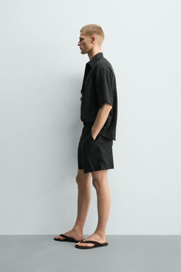 CAMISA POLO REGULAR FIT LINO - VISCOSA / Negro - Zara фото 4
