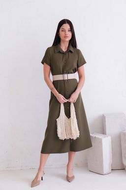 11676 Платье-рубашка удлинённое хаки