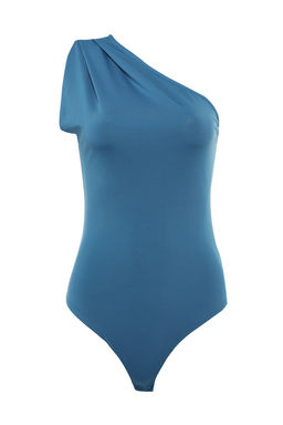 Indigo Asimetrik Yakal? Alttan C?tc?tl? Esnek Orme Body TWOSS22BD00014