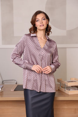 Блузка с V-образным вырезом и воротником - Looklikecat фото 3