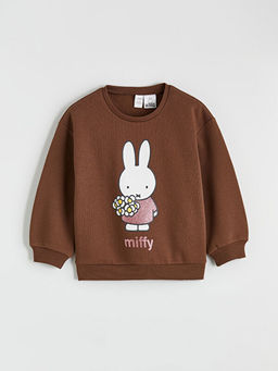 Miffy Bask?l? K?z ?ocuk Kal?n Sweatshirt