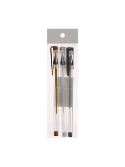 Набор гелевых ручек 3 цвета, белый, серебристый, золотой, корпус прозрачный - Simaland фото 9