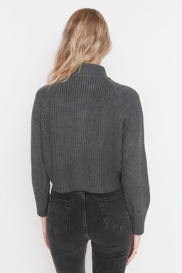 K?rm?z? Crop Fermuarl? Dik Yaka Basic Triko Kazak TWOAW22KZ1632 - Trendyolmilla фото 36