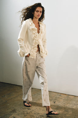CHAQUETA FLECOS CON LINO ZW COLLECTION / Crudo