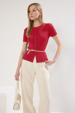 K?rm?z? Bisiklet Yaka Ince Triko Ince Bluz TWOSS25BZ00300